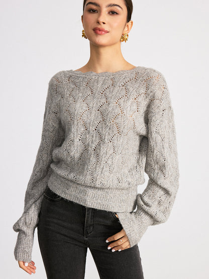 Scalloped Edge Reversible Wool Blend Sweater