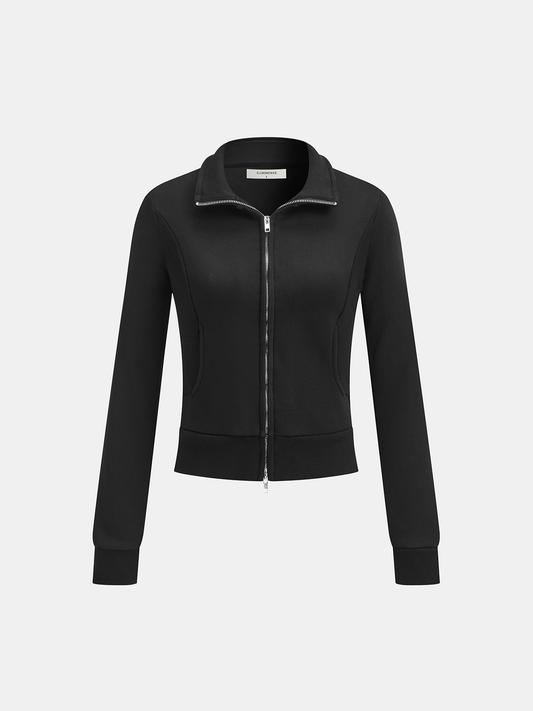 Convertible Collar Zip-Up Sweatshirt