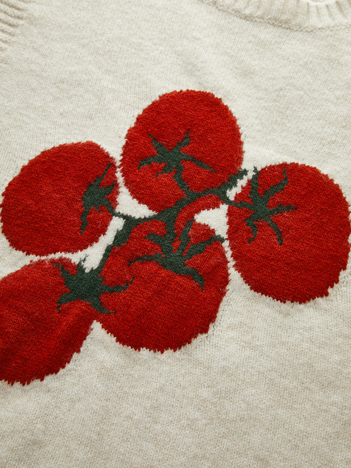 Tomato Patterned Wool Blend Knit Vest
