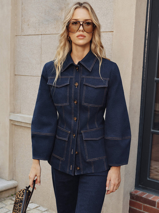 Contrast Stitching Denim Jacket
