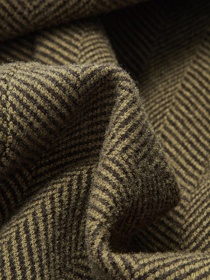 Belted Herringbone Double-Breasted Blazer