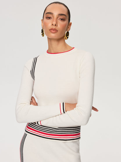 Striped Wool-Blend Knit Top