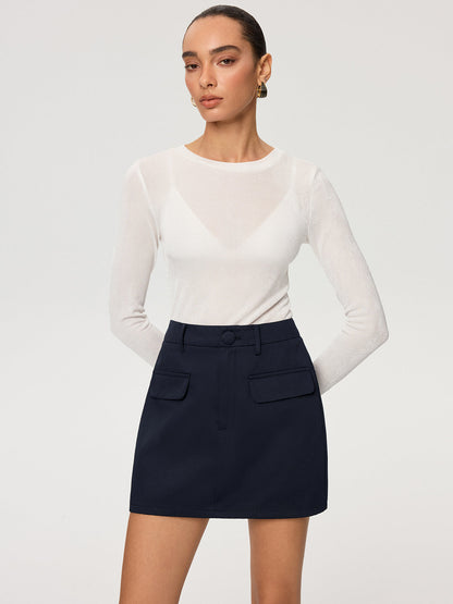 Cotton Blend Mini Skirt without Belt