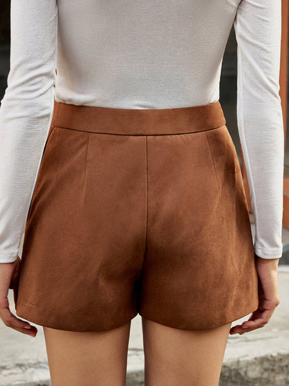 High-Waist Suede Shorts