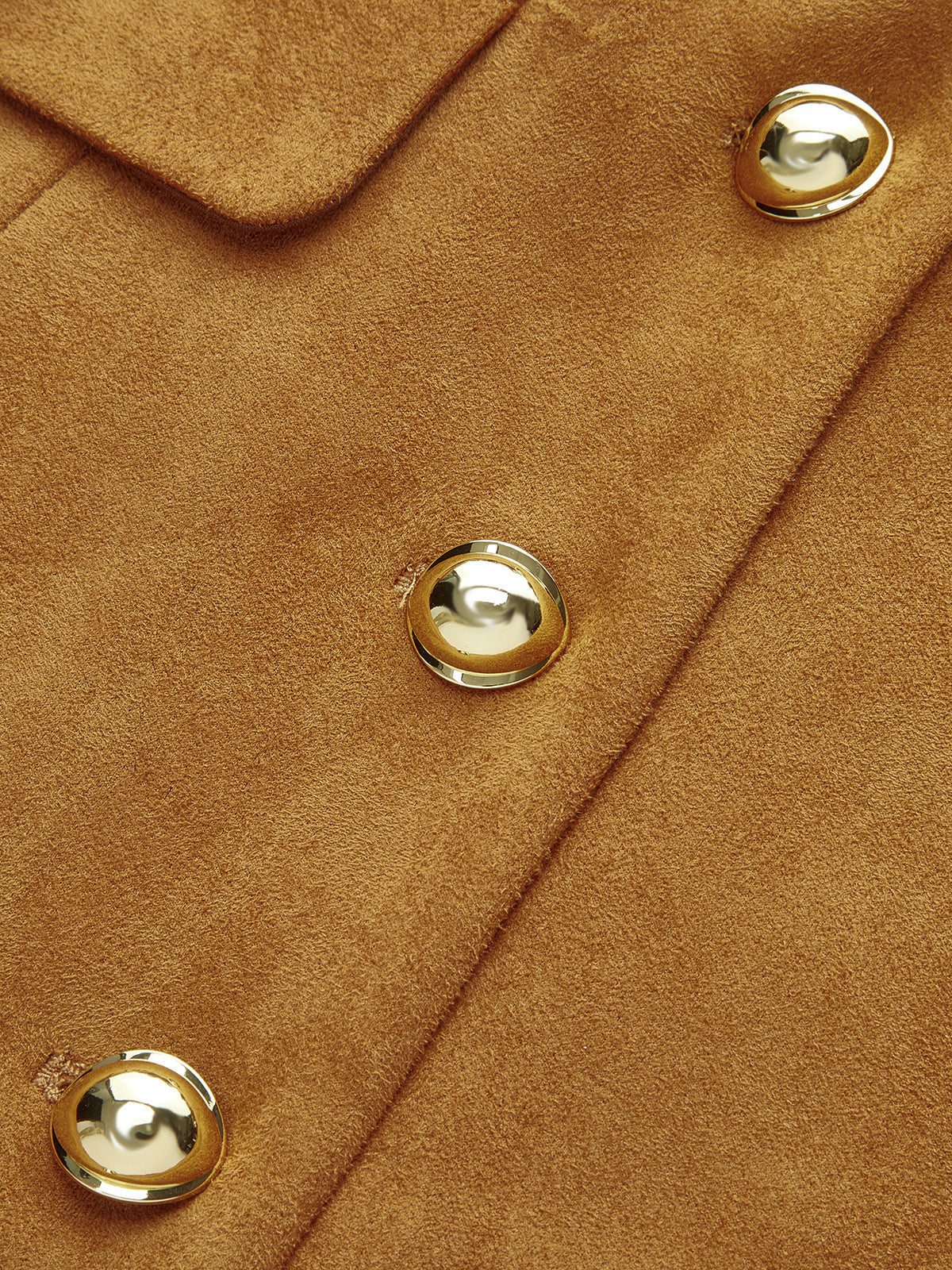 Metal Button Suede Keyhole-Neck Mini Dress