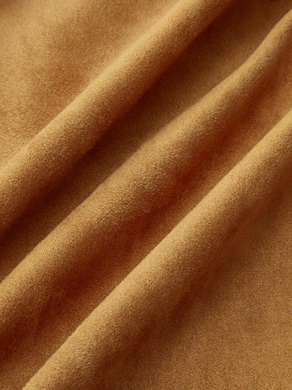 Faux Leather Panel Belted Suede Jacket