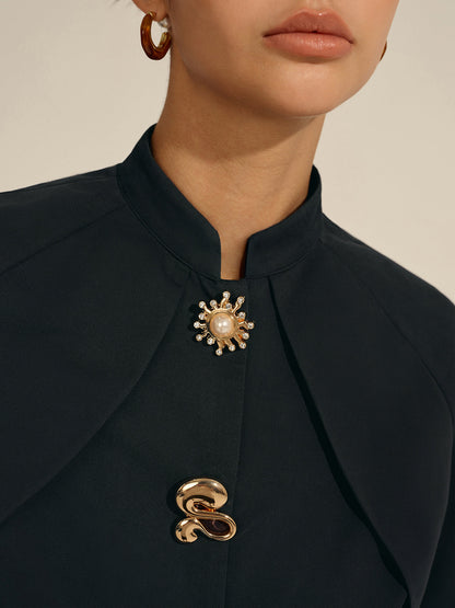 Metal Decor Cropped Blouse