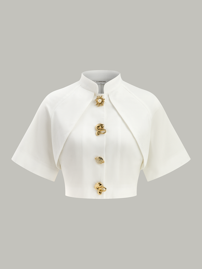 Metal Decor Cropped Blouse