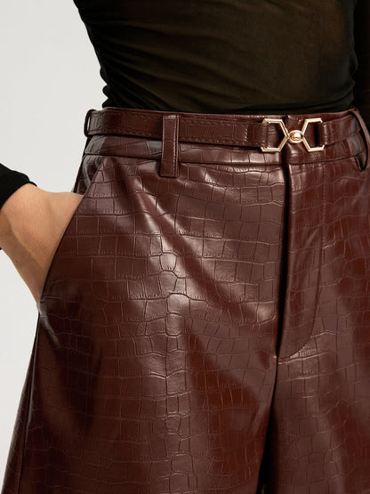 Belted Faux Leather Shorts