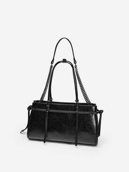 Double Strap PU Leather Tote Bag