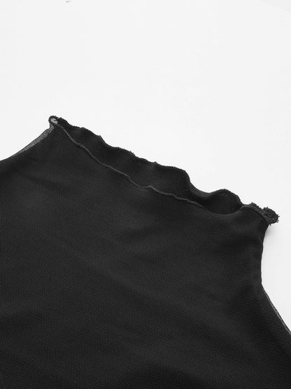 Sheer Paneled Long Sleeve Top