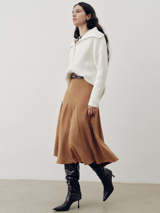 Suede A-Line Maxi Skirt