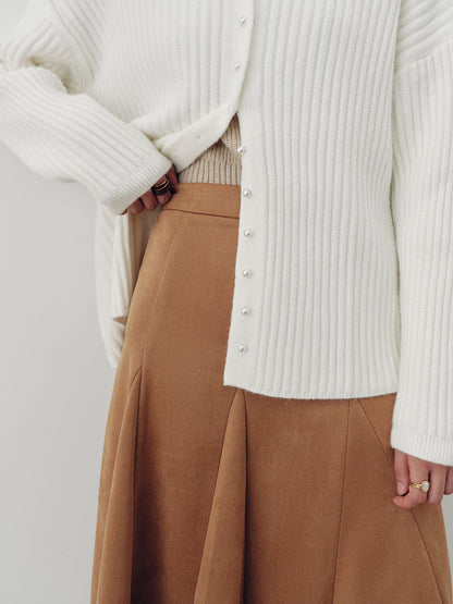 Suede A-Line Maxi Skirt