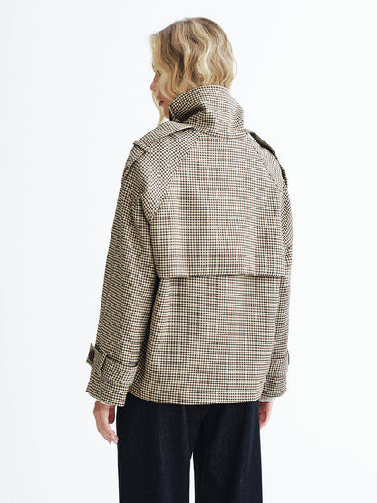 Vintage Plaid Cropped Trench Coat