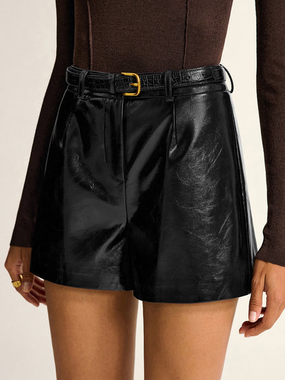 PU Leather Shorts without Belt