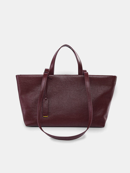 Faux Leather Large-Capacity Tote Bag