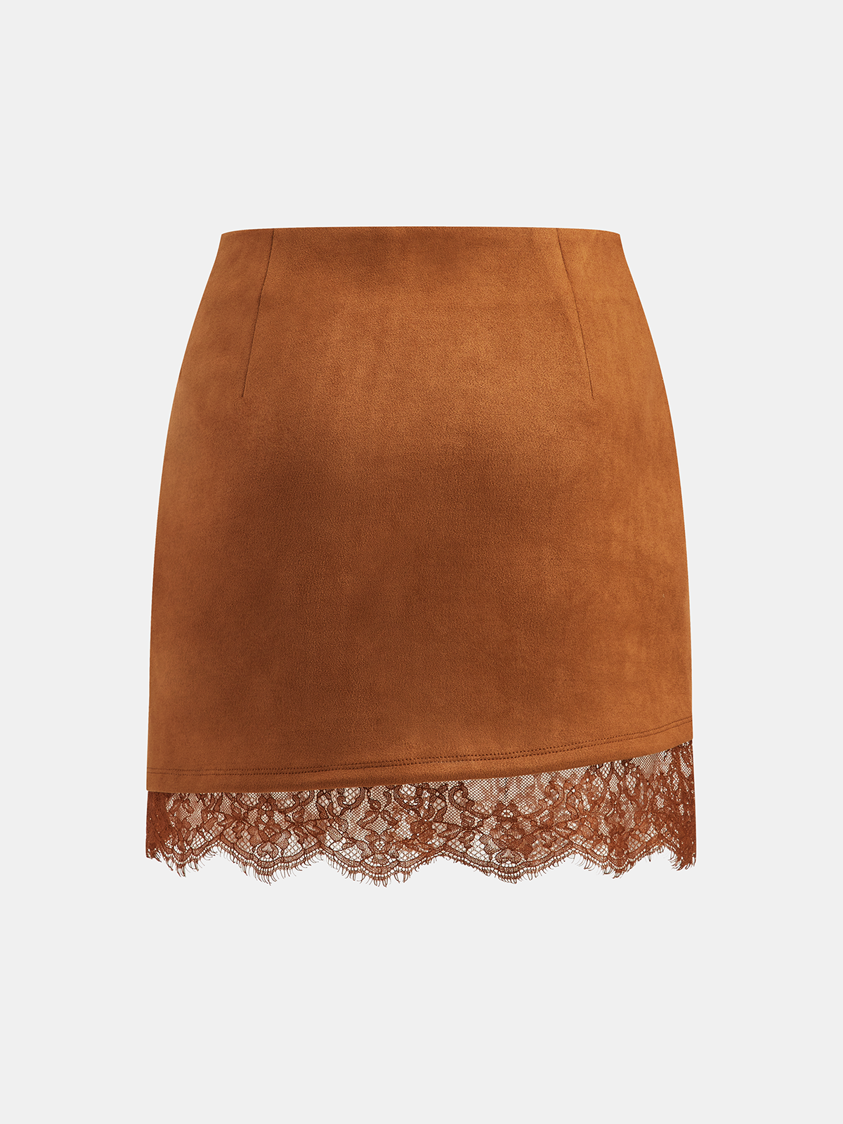 Lace Hem Suede Mini Skirt