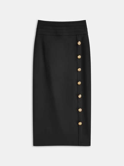 Metal Decor Midi Pencil Skirt