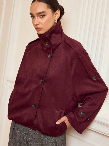 Suede Cropped Trench Jacket