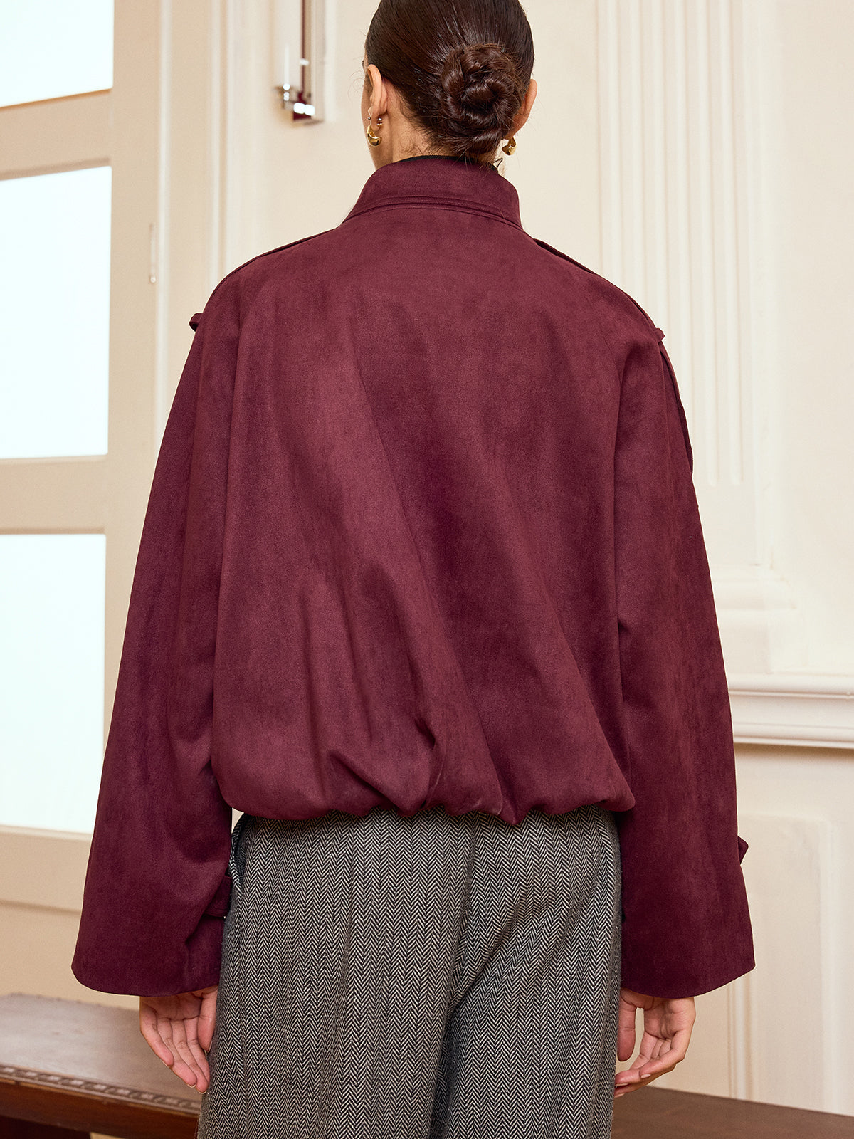 Suede Cropped Trench Jacket