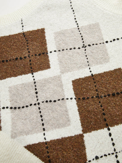 Argyle Turtleneck Knit Vest
