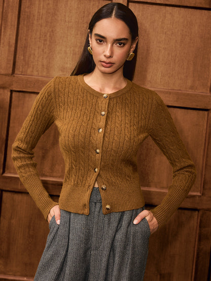 Button-Front Cable-Knit Cardigan