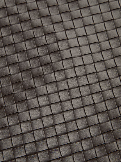 Woven-Texture Faux Leather Blazer