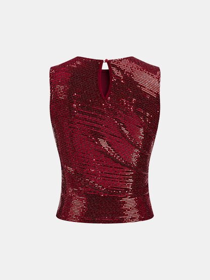 Sequin Ruched Sleeveless Top