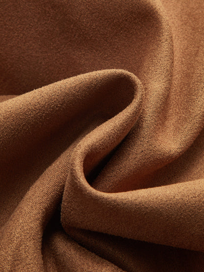 Cinched Waist Button-Front Suede Shirt