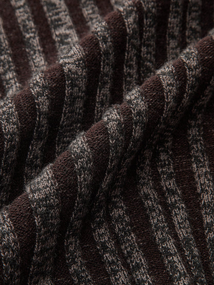 Wool Blend Two-Tone Mock Neck Knit Top
