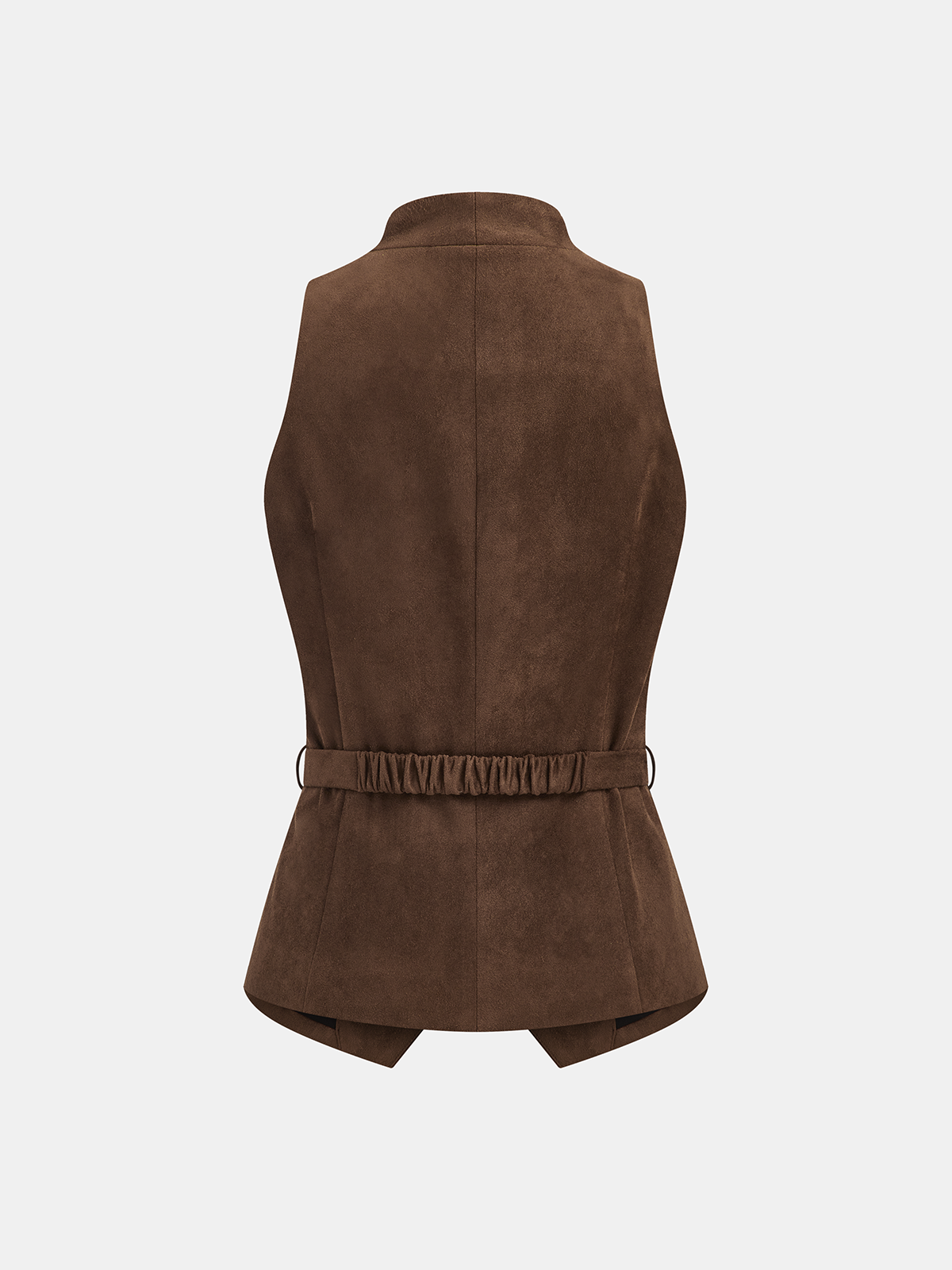 Belted Suede Button-Front Vest