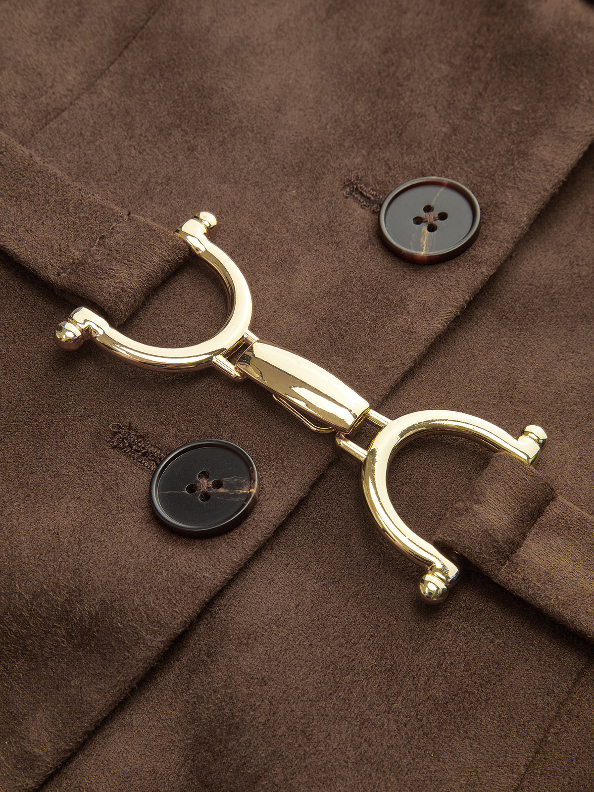 Belted Suede Button-Front Vest