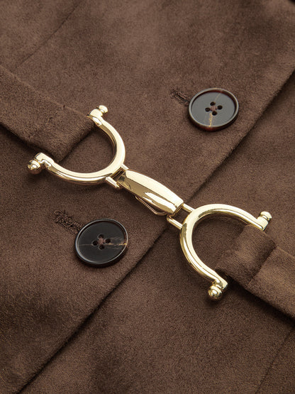 Belted Suede Button-Front Vest