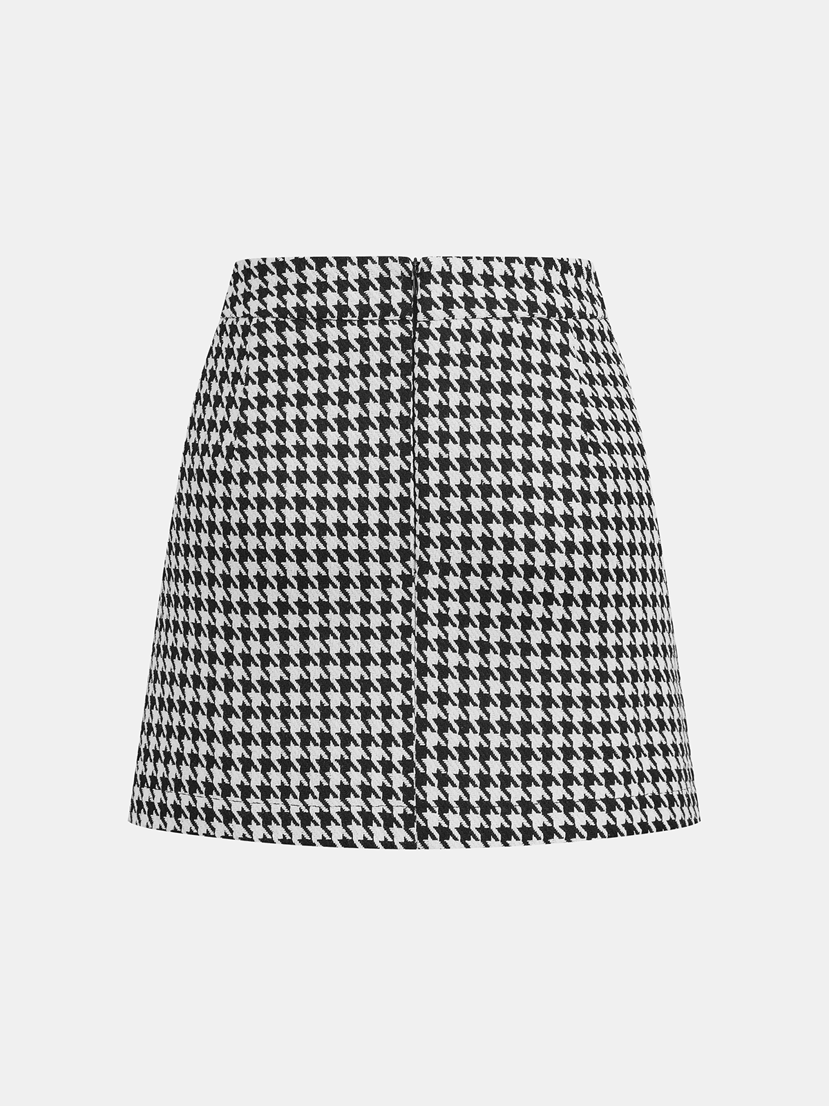 Houndstooth Buttoned Vest and Mini Skirt Set