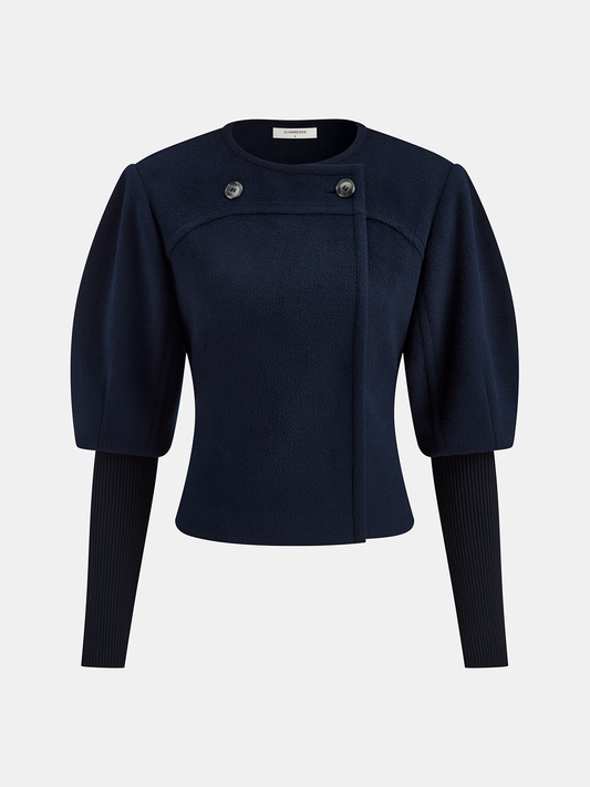 Leg-Of-Mutton Sleeve Tweed Jacket
