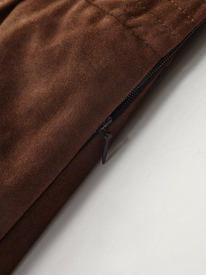 Asymmetric Pleated Suede Mini Skirt