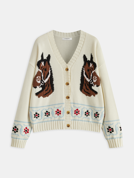 Horse Pattern Knit Cardigan