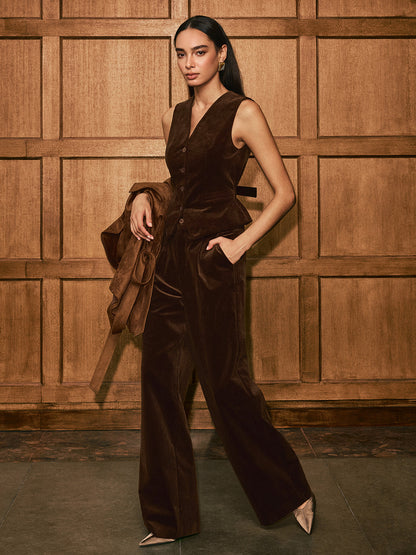 Button-Front Corduroy Vest