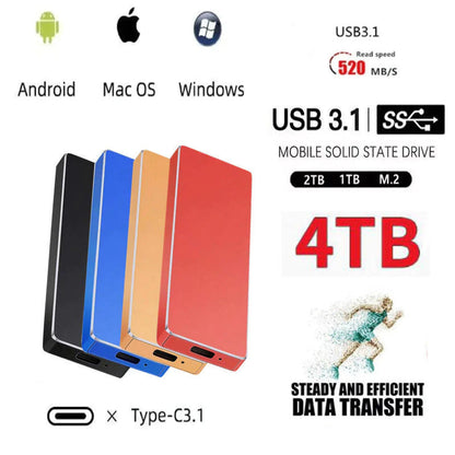New Alloy Mini Slim SSD Hard Drive High Speed Mobile Solid State Drive 2TB 8TB 16TB Large Capacity Hard Disk External USB 3.1