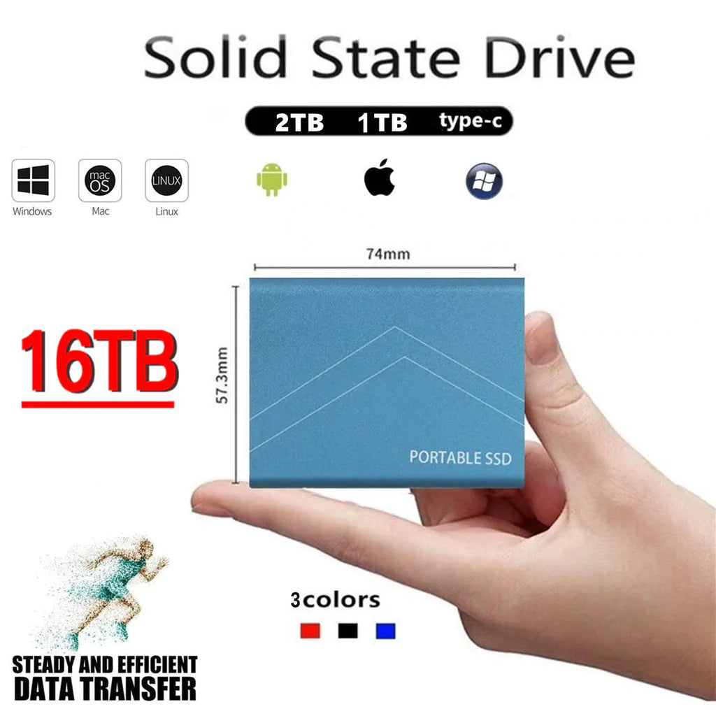 SSD External Hard Drive 16TB  30TB 2TB Storage Device Hard Drive Type-C USB 3.1 Mobile Hard Drives For Laptop Microcomputer Desktop