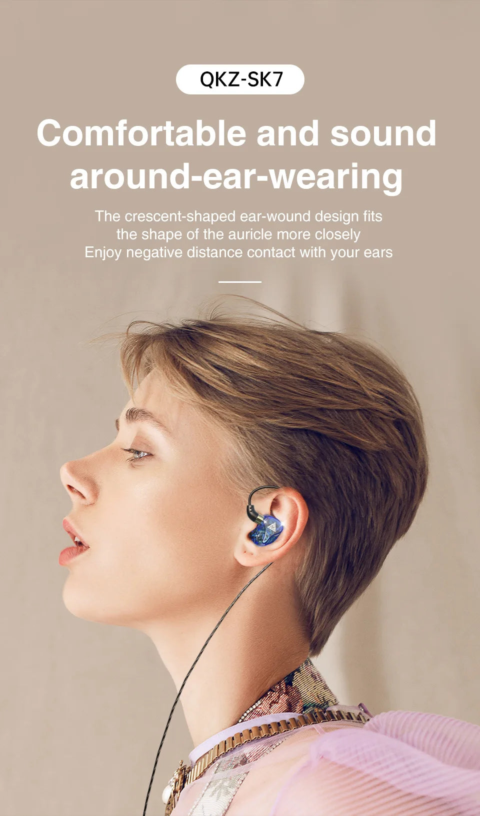 QKZ AK6 SK7 Copper Driver HiFi Wired Earphone with MIC Sport Running Headphones Bass Stereo Headset Music Earbuds fone de ouvido