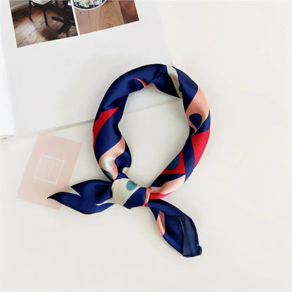 Square Scarf Hair Tie Band For Business Party Women Elegant Small Vintage Skinny Retro Head Neck Silk Satin Scarf