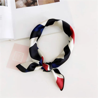 Square Scarf Hair Tie Band For Business Party Women Elegant Small Vintage Skinny Retro Head Neck Silk Satin Scarf