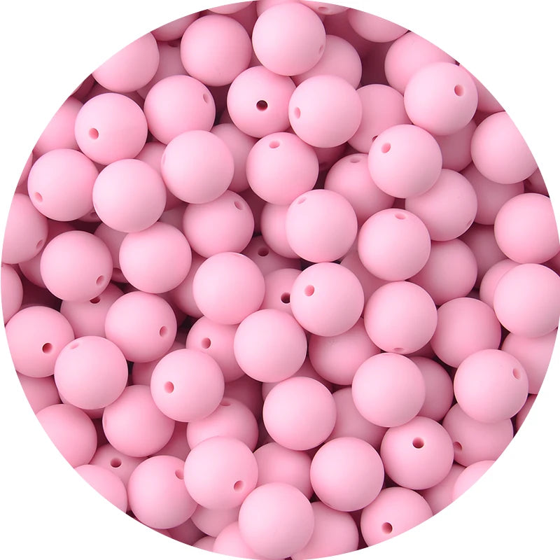 LOFCA 15mm 20pcs/lot Silicone Loose Beads Safe Teether Round Baby Teething Beads DIY Chewable Colorful Teething For Infant