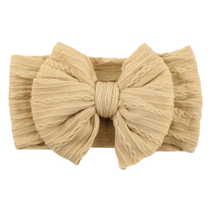 Solid Cable Bow Baby Headband for Child Nylon Layers Headwear Kids Elastic Turban Headwraps Newborn Boys Girls Hair Accessories