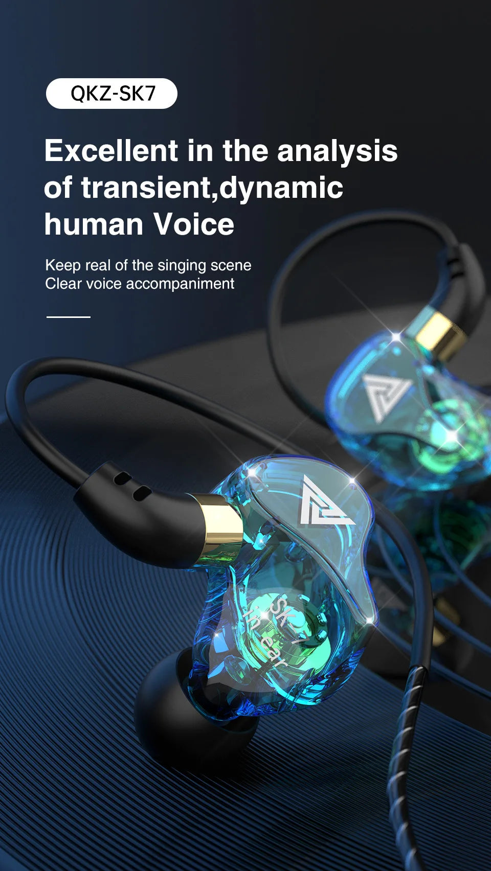 QKZ AK6 SK7 Copper Driver HiFi Wired Earphone with MIC Sport Running Headphones Bass Stereo Headset Music Earbuds fone de ouvido