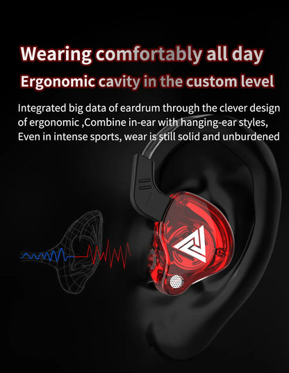QKZ AK6 SK7 Copper Driver HiFi Wired Earphone with MIC Sport Running Headphones Bass Stereo Headset Music Earbuds fone de ouvido
