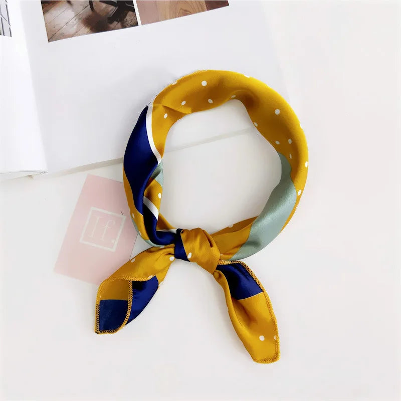 Square Scarf Hair Tie Band For Business Party Women Elegant Small Vintage Skinny Retro Head Neck Silk Satin Scarf