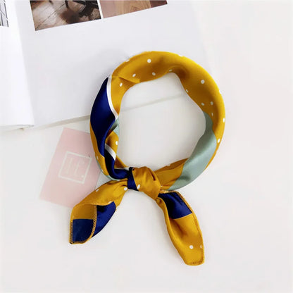Square Scarf Hair Tie Band For Business Party Women Elegant Small Vintage Skinny Retro Head Neck Silk Satin Scarf