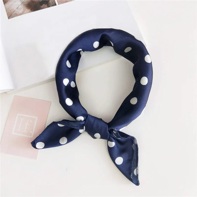 Square Scarf Hair Tie Band For Business Party Women Elegant Small Vintage Skinny Retro Head Neck Silk Satin Scarf